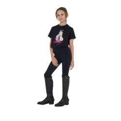 T-shirt menina Equestro So Lovely em algodão de mangas curtas Preto
