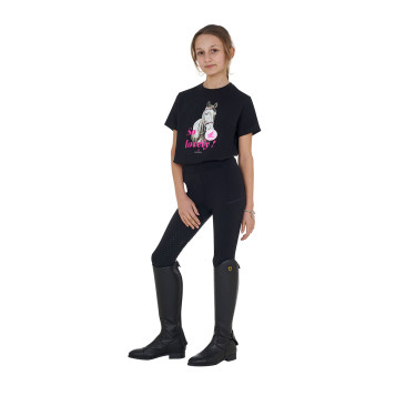 T-shirt menina Equestro So Lovely em algodão de mangas curtas Preto