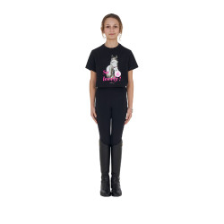 T-shirt menina Equestro So Lovely em algodão de mangas curtas Preto