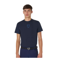 T-shirt masculino Equestro básico com logotipo tom sobre tom, mangas curtas Preto