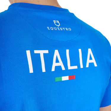 T-shirt masculino Equestro x FISE corte slim mangas curtas Azul da Savoia
