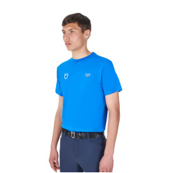 T-shirt masculino Equestro x FISE corte slim mangas curtas Azul da Savoia