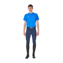 T-shirt masculino Equestro x FISE corte slim mangas curtas Azul da Savoia