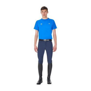 T-shirt masculino Equestro x FISE corte slim mangas curtas Azul da Savoia