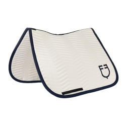 Manta de dressage Equestro acolchoada Wave em tecido técnico Branco antigo / azul-marinho Blazer