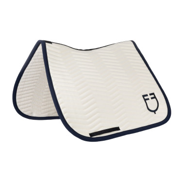 Manta de dressage Equestro acolchoada Wave em tecido técnico Branco antigo / azul-marinho Blazer