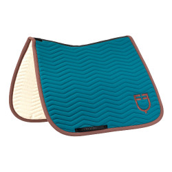 Manta de dressage Equestro acolchoada Wave em tecido técnico Azul coral / castanho