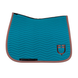 Manta de dressage Equestro acolchoada Wave em tecido técnico Azul coral / castanho