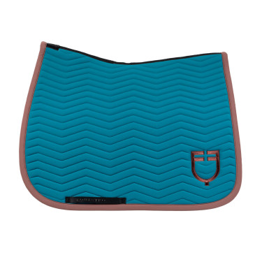 Manta de dressage Equestro acolchoada Wave em tecido técnico Azul coral / castanho