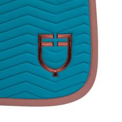 Manta de dressage Equestro acolchoada Wave em tecido técnico Azul coral / castanho