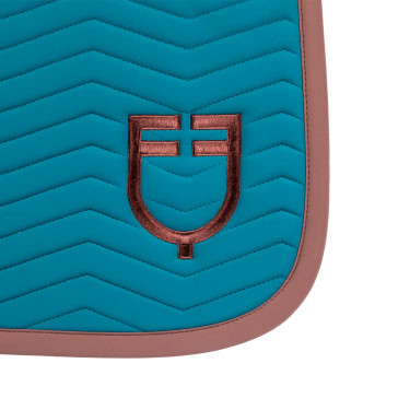 Manta de dressage Equestro acolchoada Wave em tecido técnico Azul coral / castanho