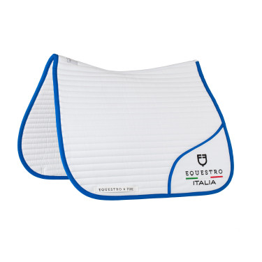 Tapete de dressage Equestro x FISE com logótipo bordado Branco / azul de Saboia