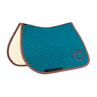 Manta de salto Equestro acolchoada Wave em tecido técnico Coral azul / castanho