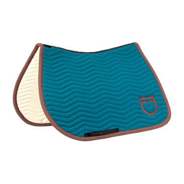 Manta de salto Equestro acolchoada Wave em tecido técnico Coral azul / castanho