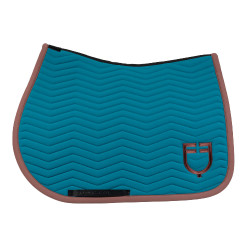 Manta de salto Equestro acolchoada Wave em tecido técnico Coral azul / castanho