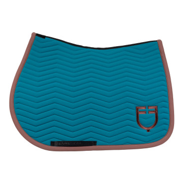 Manta de salto Equestro acolchoada Wave em tecido técnico Coral azul / castanho