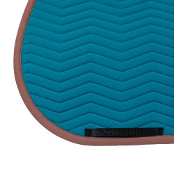 Manta de salto Equestro acolchoada Wave em tecido técnico Coral azul / castanho