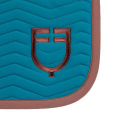 Manta de salto Equestro acolchoada Wave em tecido técnico Coral azul / castanho