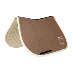 Manta de salto Equestro acolchoada Wave em tecido técnico Nogueira / branco antigo Castanho