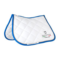 Manta de salto Equestro x FISE com debrum com a bandeira italiana Branco / azul de Saboia