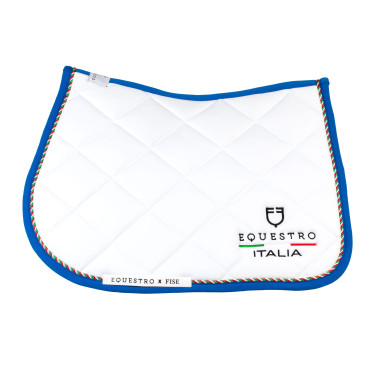 Manta de salto Equestro x FISE com debrum com a bandeira italiana Branco / azul de Saboia