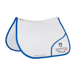 Manta de salto Equestro x FISE com logótipo bordado Branco / azul de Saboia Manta de salto Equestro x FISE com logótipo bordado Branco / azul de Saboia