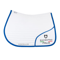 Manta de salto Equestro x FISE com logótipo bordado Branco / azul de Saboia Manta de salto Equestro x FISE com logótipo bordado Branco / azul de Saboia