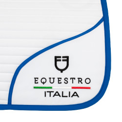 Manta de salto Equestro x FISE com logótipo bordado Branco / azul de Saboia Manta de salto Equestro x FISE com logótipo bordado Branco / azul de Saboia