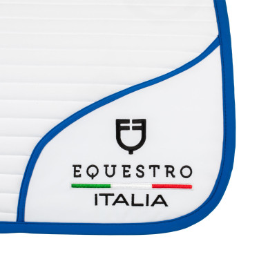 Manta de salto Equestro x FISE com logótipo bordado Branco / azul de Saboia Manta de salto Equestro x FISE com logótipo bordado Branco / azul de Saboia