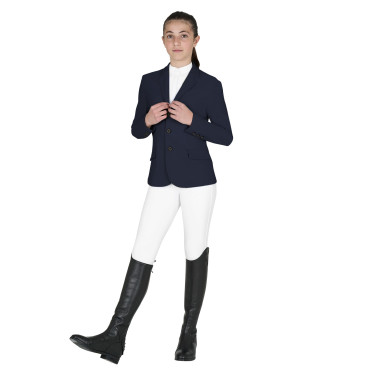 Casaco de concurso infantil Equestro corte slim três botões Blazer marinho Azul-marinho