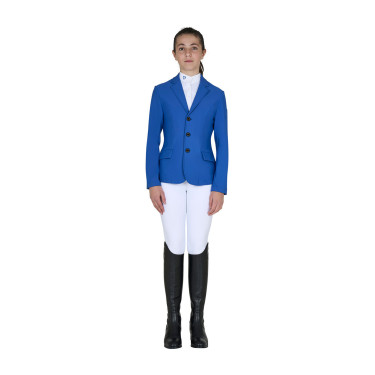 Casaco de concurso infantil Equestro corte slim três botões Quartzo azul