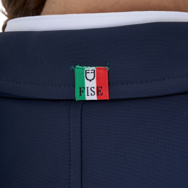 Casaco de concurso infantil unissexo Equestro x FISE de três botões Blazer marinho Azul-marinho