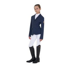 Casaco de concurso infantil unissexo Equestro x FISE de três botões Blazer marinho Azul-marinho