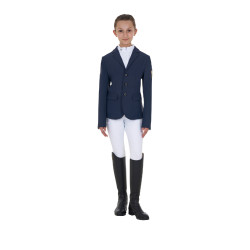 Casaco de concurso infantil unissexo Equestro x FISE de três botões Blazer marinho Azul-marinho