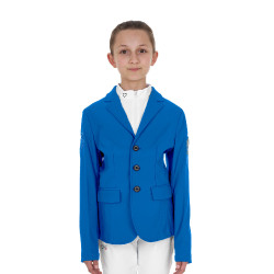 Casaco de concurso infantil unissexo Equestro x FISE de três botões Azul da Savoia