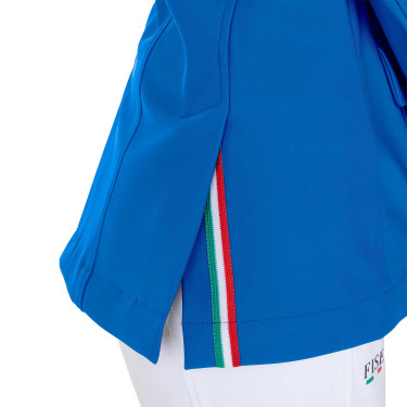 Casaco de concurso infantil unissexo Equestro x FISE de três botões Azul da Savoia