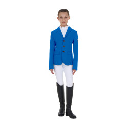 Casaco de concurso infantil unissexo Equestro x FISE de três botões Azul da Savoia