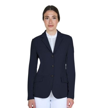 Casaco de concurso feminino Equestro com logótipo em relevo Blazer marinho Azul-marinho