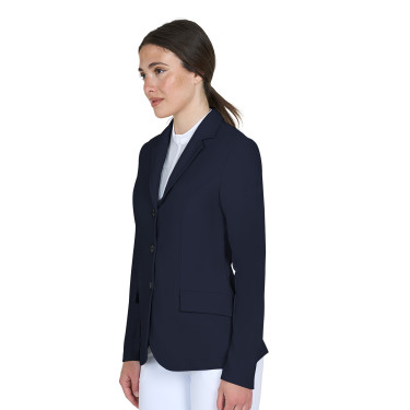 Casaco de concurso feminino Equestro com logótipo em relevo Blazer marinho Azul-marinho