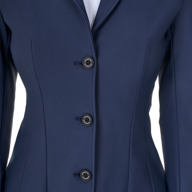Casaco de competição feminino Equestro x FISE três botões Blazer marinho Azul-marinho