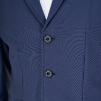 Casaco de competição masculino Equestro x FISE de três botões Blazer marinho Azul-marinho