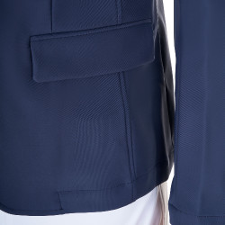 Casaco de competição masculino Equestro x FISE de três botões Blazer marinho Azul-marinho