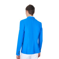 Casaco de competição masculino Equestro x FISE de três botões Azul da Savoia