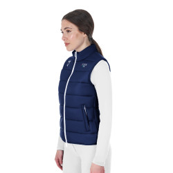 Colete feminino sem mangas Equestro x FISE corte slim Blazer marinho Azul-marinho
