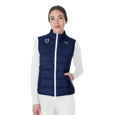 Colete feminino sem mangas Equestro x FISE corte slim Blazer marinho Azul-marinho