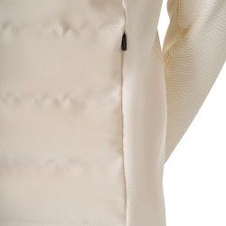 Colete feminino sem mangas Equestro com zíper em mistura técnica Branco antigo Bege