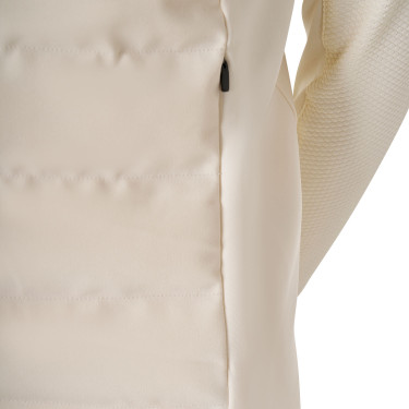 Colete feminino sem mangas Equestro com zíper em mistura técnica Branco antigo Bege