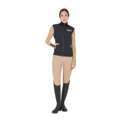 Colete feminino sem mangas Equestro com zíper em mistura técnica Preto