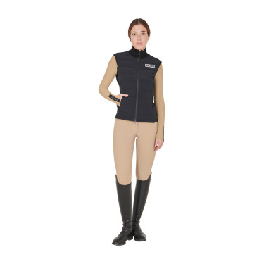 Colete feminino sem mangas Equestro com zíper em mistura técnica Preto