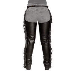 Chaps longas Dy'on em couro sintético com franjas Preto